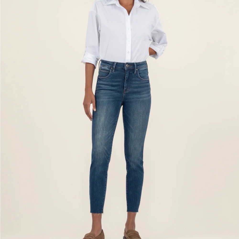 Charlize High Rise Fab Ab Cigarette Leg - Jubilant W/Dk Base Wash